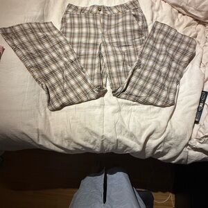 Hollister Tan and White Plaid Pants